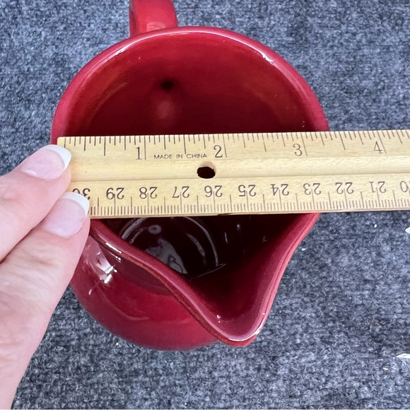 Vintage Emile Henry Red & Cream “Cerise” Ceramic 1L Pitcher Made In France - Picture 6 of 6